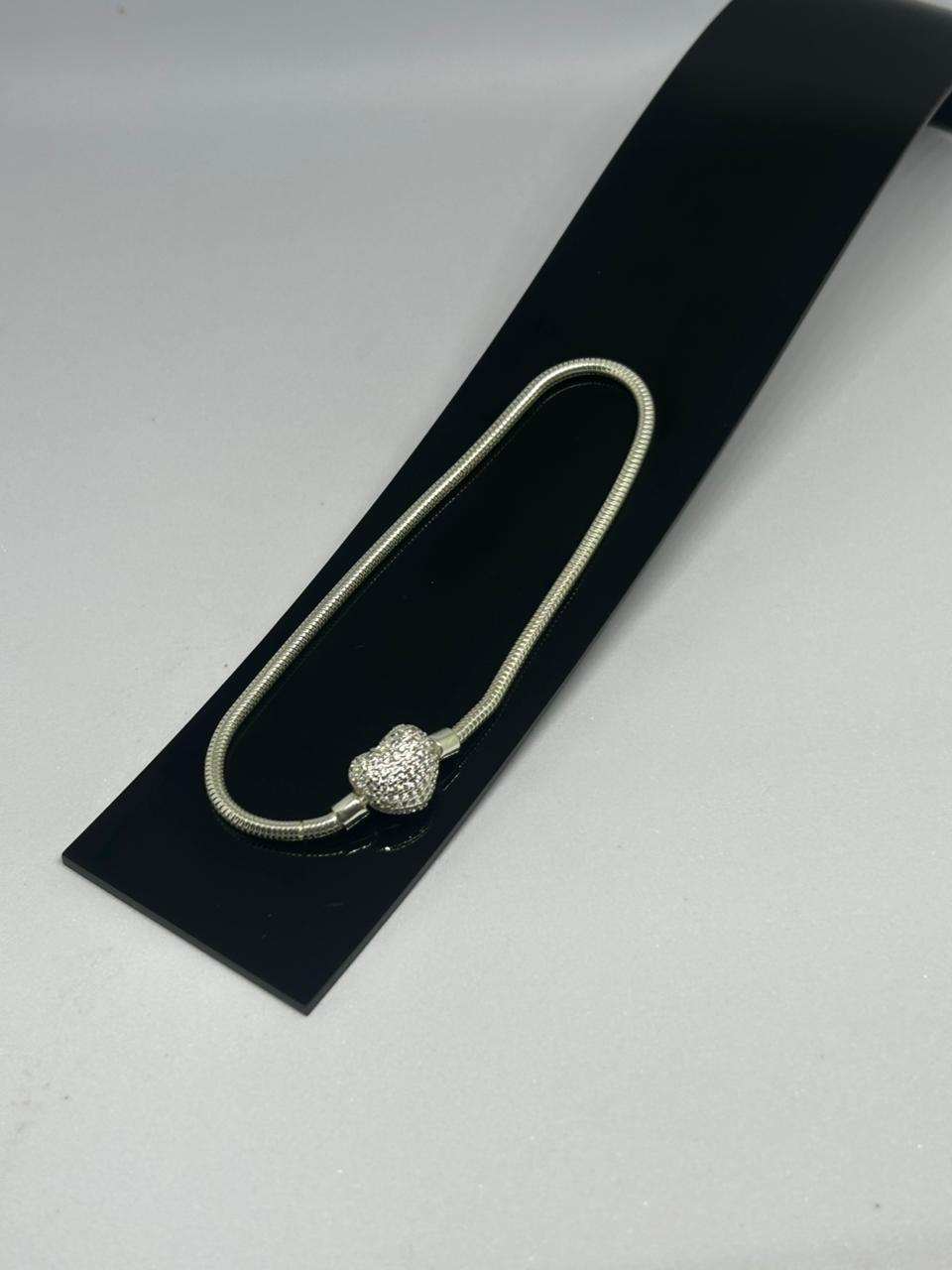 Pulseira Pandora Coração Cravejado